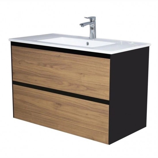 900mm Plywood Wall Hung Vanity With Ceramic Basin 